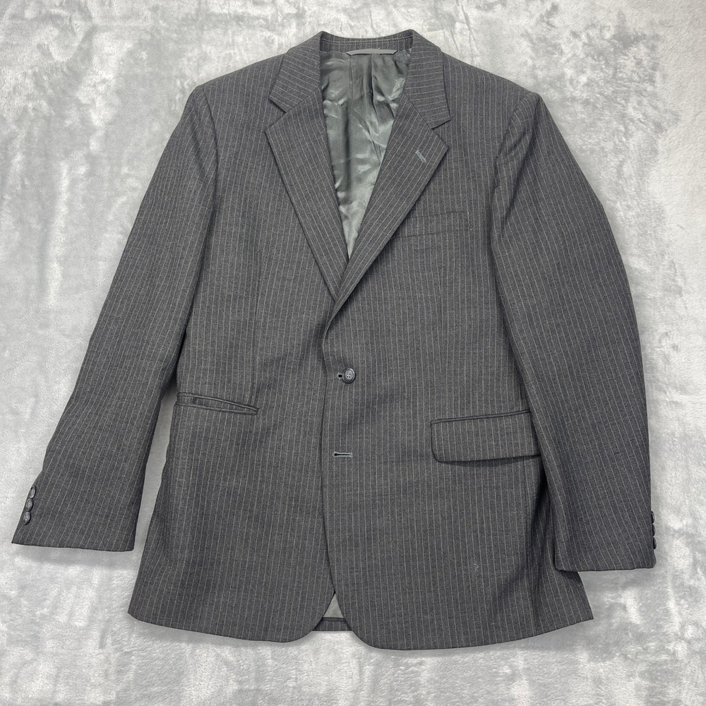 WOODMERE Suit‎ Jacket & Pants Set Mens 44R Grey Pinstripe Business Notch Lapel